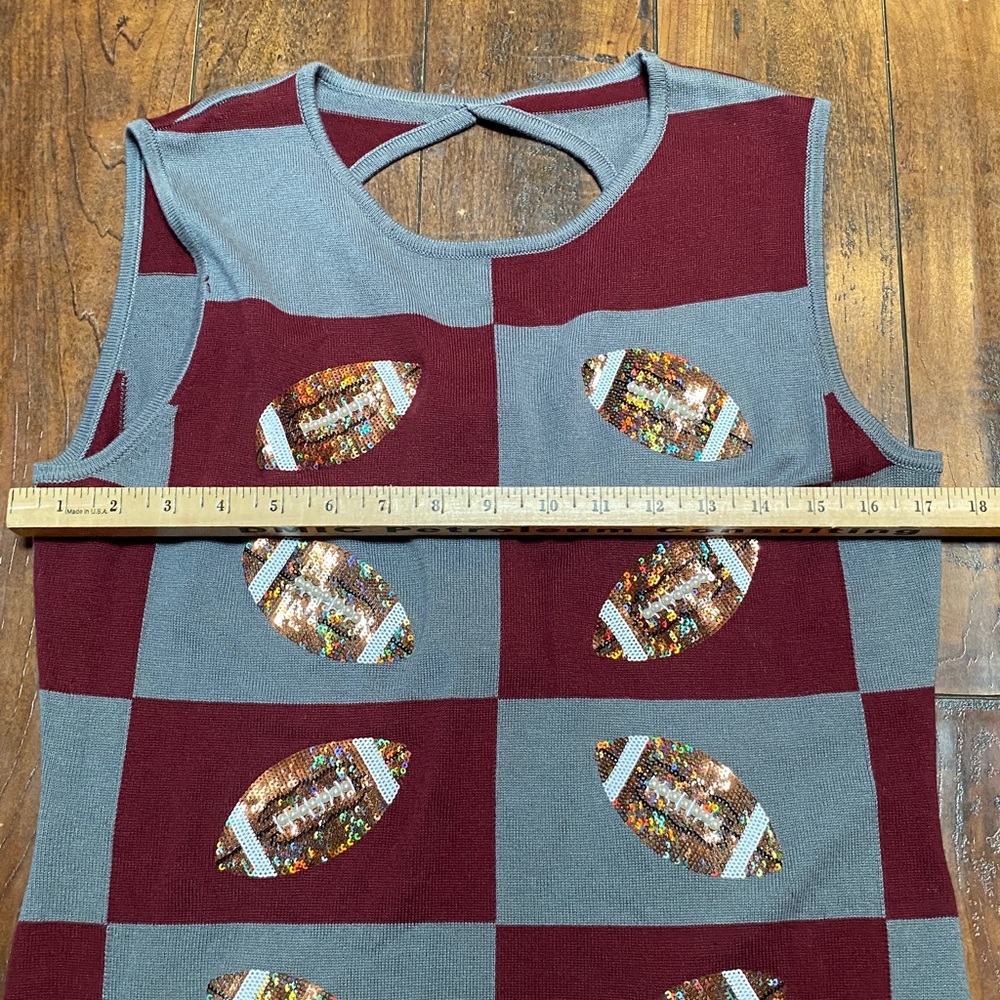 Queen of Sparkles Garnet & Black Football Checkered Dress - Picture 8 of 11